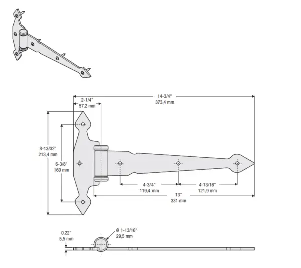 T-HINGE 13" GATE HD