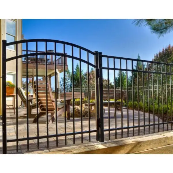 Black Steel Fence Arched Walk Gate 5' H X 46.5" W